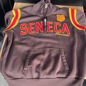 Abercrombie & Fitch Brown Sweater with Red and Yellow Accents